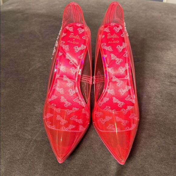 Barbie x ALDO Barbiestessy Collection Pink Translucent Pointed Toe Pumps 9 NEW - Picture 9 of 16
